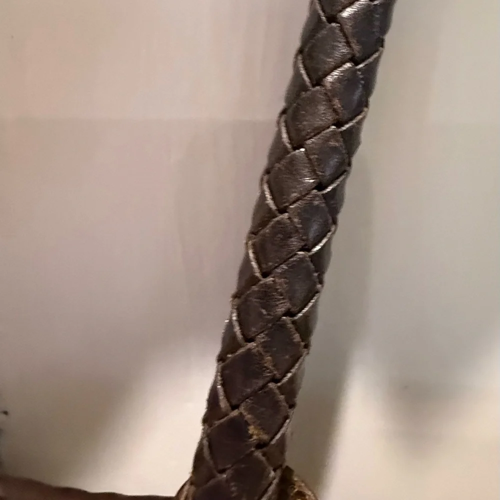 Brighton Tote Woven Jute Braided Leather Handles & Charms - Picture 9 of 11